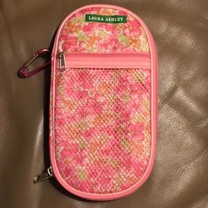 Pink Laura Ashley Makeup Cosmetic Case, Carabiner